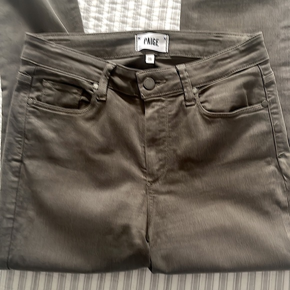 Paige Hoxton Ankle Cotton Blend Stretch Jeans Grey Green Size 28 Waist EUC - Picture 2 of 4